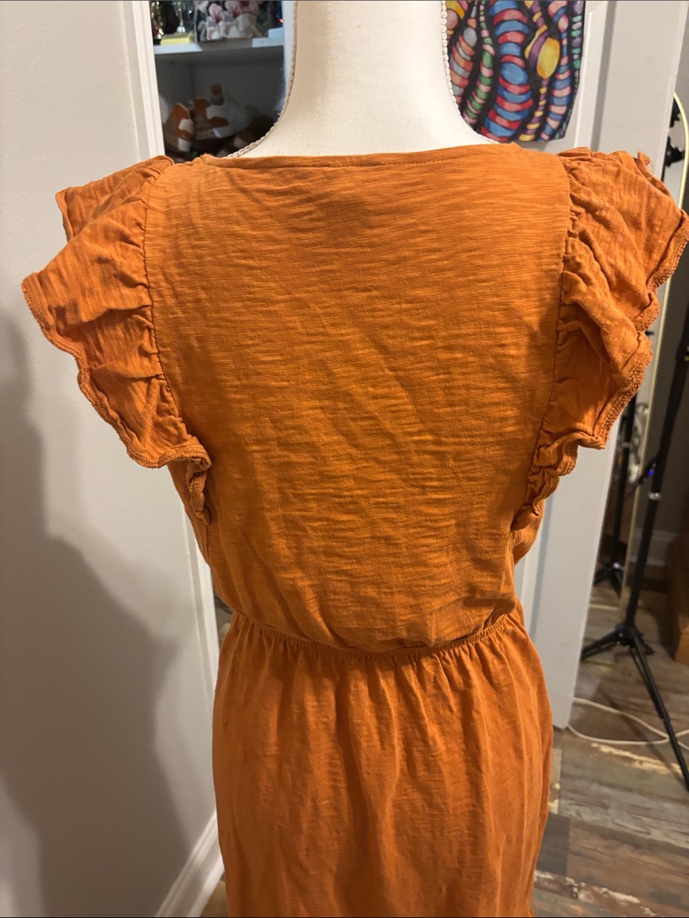 J. Crew Rust Orange Ruffle Sleeve Maxi Dress - Picture 5 of 7